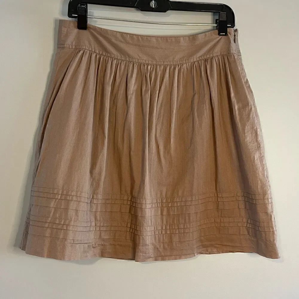 LOFT 100% Cotton Tan A-Line Mini Skirt || SZ 2